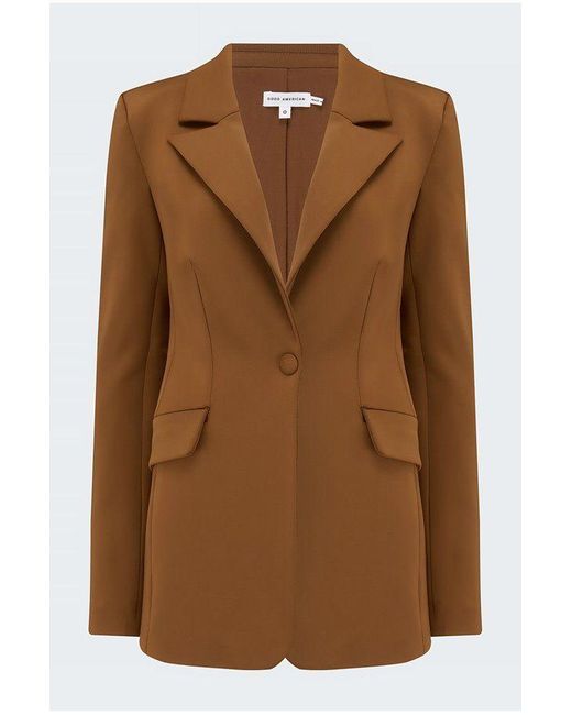 GOOD AMERICAN Fitted Scuba Blazer In Burnt Caramel in Brown Lyst