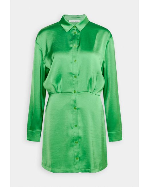 Samsøe & Samsøe Leather Liza Shirt Dress in Green | Lyst