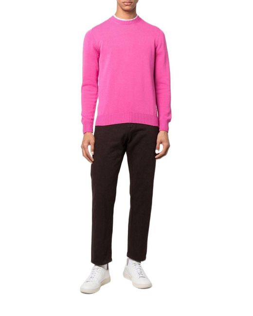 Drumohr Fuchsia Cotton Sweater in Pink 