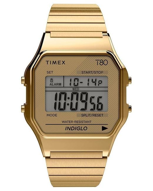 Timex T80 34mm Stainless Steel Expansion Band Watch in Gold (Metallic