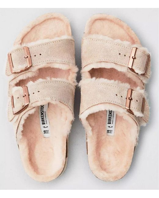 birkenstock shearling arizona nude