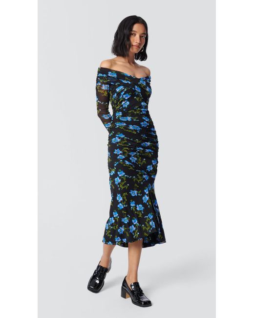 Diane von Furstenberg Dvf Ganesa Dress Floral Black in Blue | Lyst