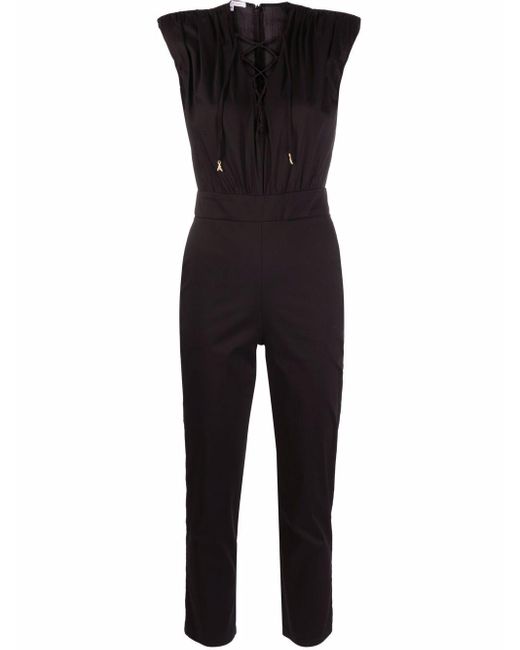 Patrizia Pepe Black Stretch Cotton Jumpsuit - Save 10% | Lyst