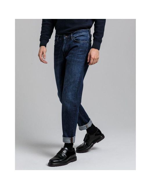 GANT Denim Dark Worn In Slim Jeans 1315008 in Blue for Men - Lyst