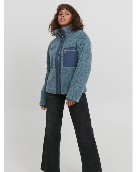 Pulz Jeans Synthetic Pulz Pxchia Faux Shearling Jacket in Blue - Lyst