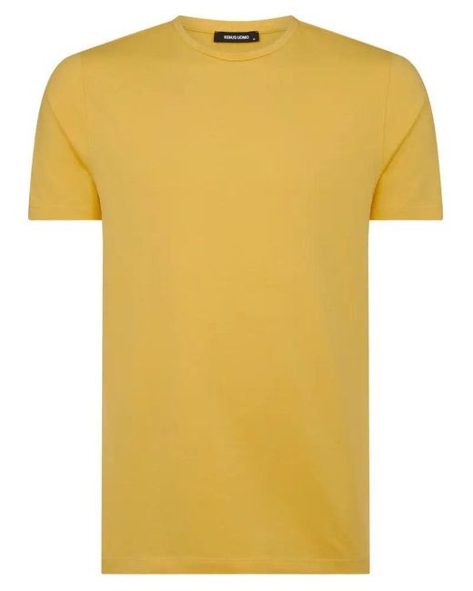 Remus Uomo Cotton Stretch Crew Neck T-shirt in Yellow for Men | Lyst
