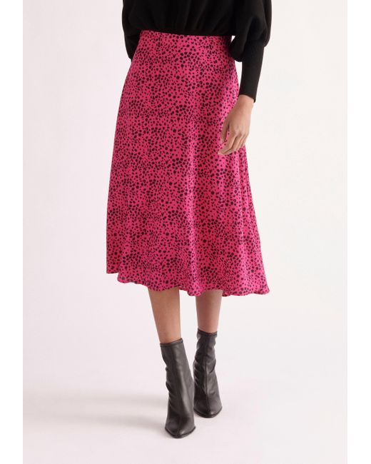 Paisie Dalmatian Print Midi Skirt in Animal Print,Pink (Pink) | Lyst