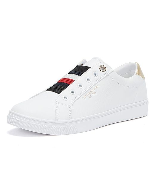 Tommy Hilfiger Leather Icon Slip On Trainers in White | Lyst