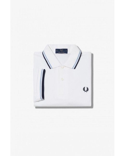Fred Perry M12 Twin Tipped Polo Shirt - Bianco/ice/blu Navy in Blue for Men  - Lyst