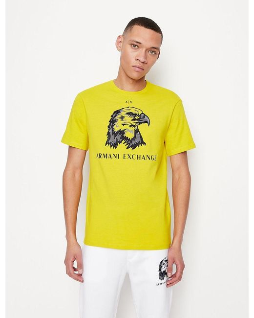 Armani Exchange T-shirt Uomo Manica Cortaregular Fittessuto  100%cotonegirocolloaquila Ricamata Sul Pettocodice 3lztaqzj6qz in Yellow  for Men | Lyst