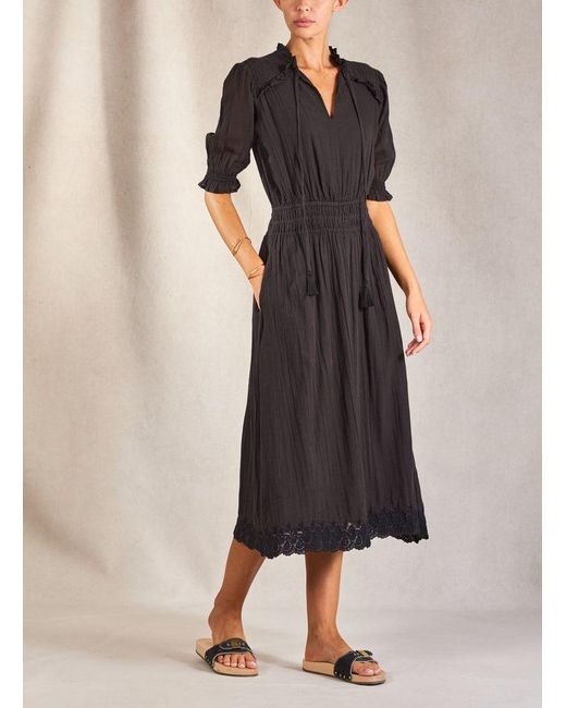 M.A.B.E Cotton Ines Midi Dress in Black | Lyst UK