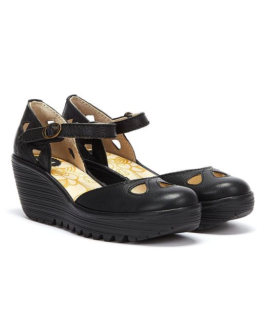 Fly London Yuna Leather Wedge Sandals 
