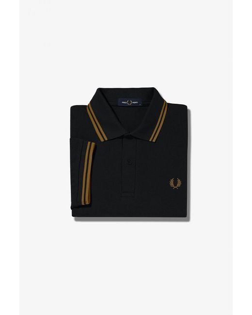 Fred Perry Cotton Twin Tipped Polo Shirt in Black for Men | Lyst