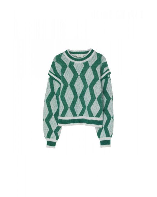 American Vintage Denim Pinobery Jumper - Minty Jacquard in Green - Lyst