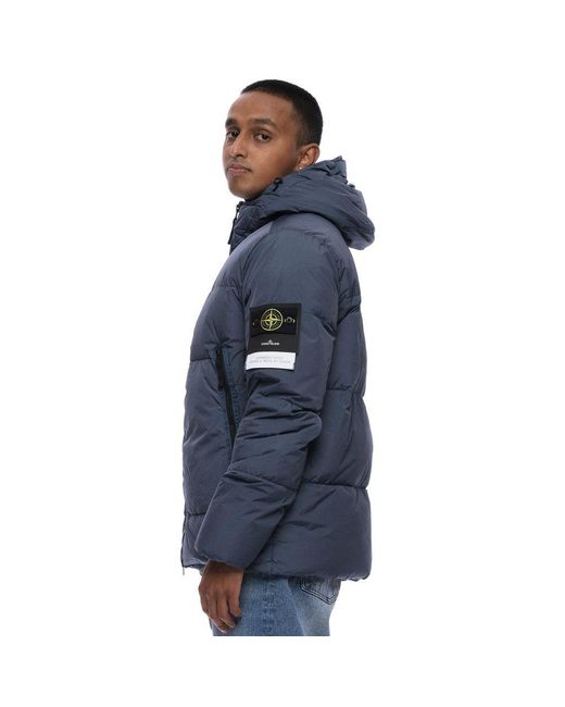 Stone Island Synthetic Down Jacket In Blue For Men Lyst