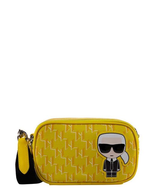 Karl Lagerfeld Shoulder Bag With Allover Karl Monogram in Yellow Lyst