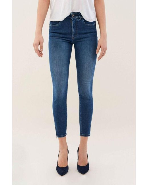 Salsa Denim Secret Glamour Skinny Jeans With Zip in Blue - Lyst