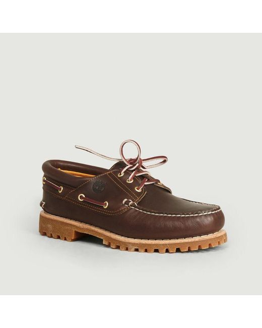 Mens Shoes Slip-on shoes Boat and deck shoes Timberland Leather Authentic 3-eye Boat Shoe in Brown for Men 