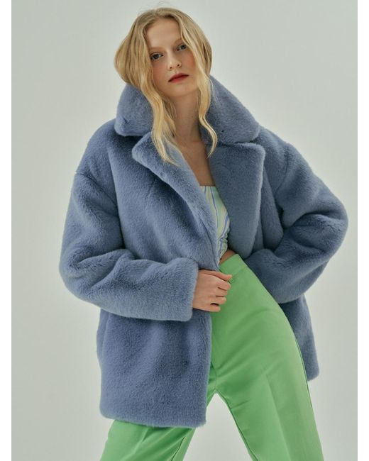 Molliolli Sandra Faux Fur Jacket in Blue | Lyst Canada