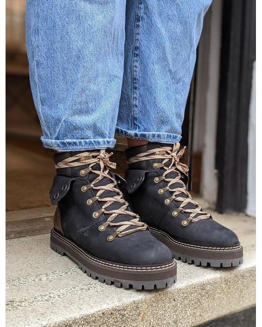 See By Chloé Eileen Faded Suede & Leather Hiker Boots in Black Lyst