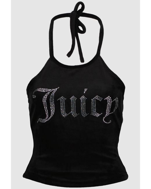 Juicy Couture Etta Halter Neck Top in Black | Lyst