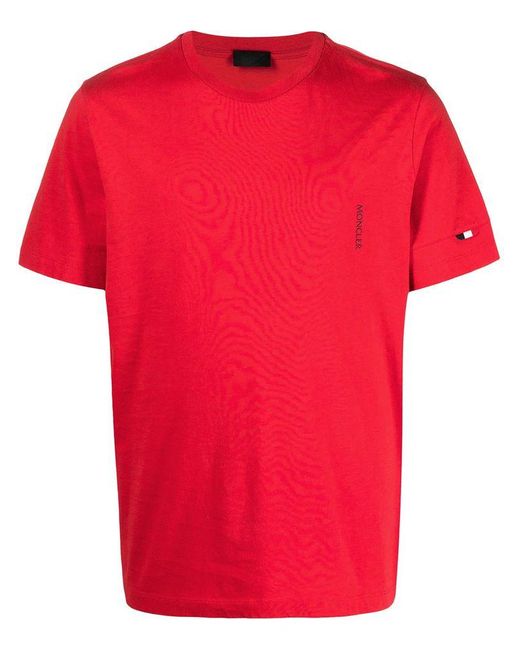 Moncler Cotton Logo T-shirt in Red for Men - Save 8% - Lyst