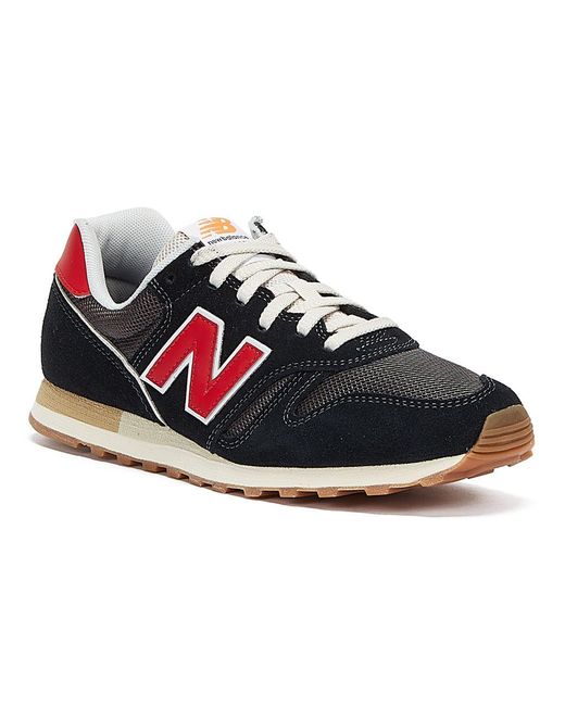New Balance Suede 373 / Red Trainers in Black for Men - Save 4% - Lyst