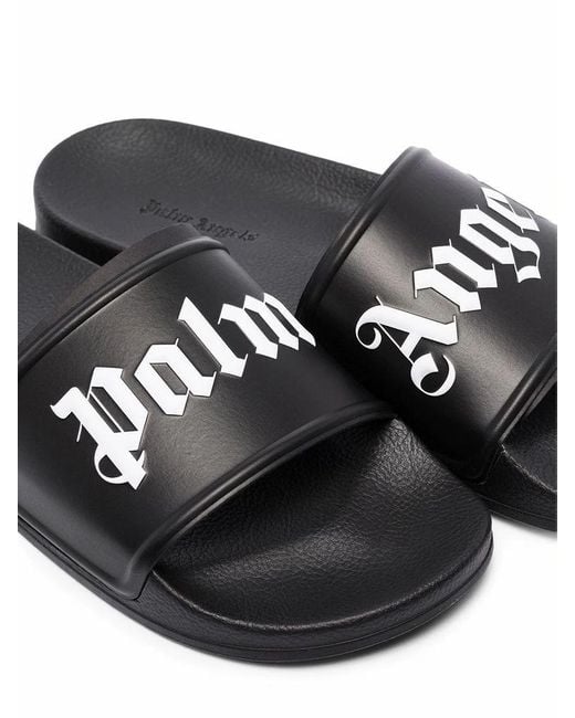 Palm Angels Logo-print Slides in Black/White (Black) for Men - Save 66% - Lyst