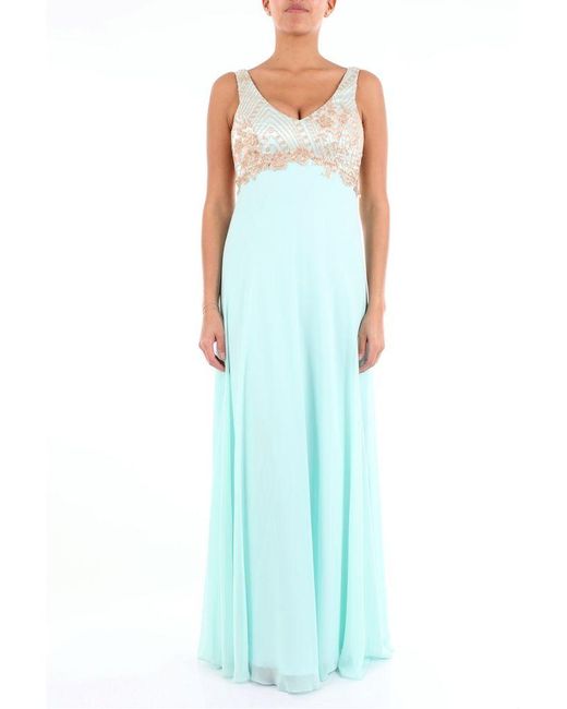 Giorgio Ajutanti Synthetic Aqua Green Long Dress Lyst