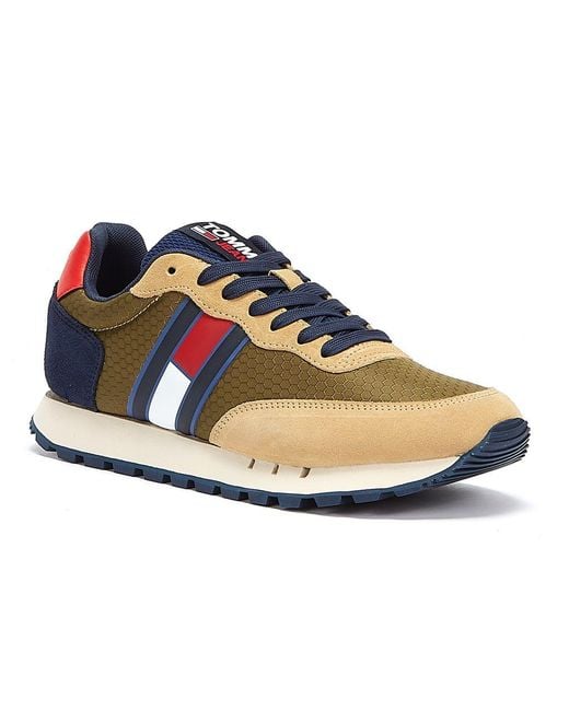 Tommy Hilfiger Denim Tommy Jeans Retro Mix Runner Classic Trainers in Khaki  (Blue) for Men - Save 1% - Lyst