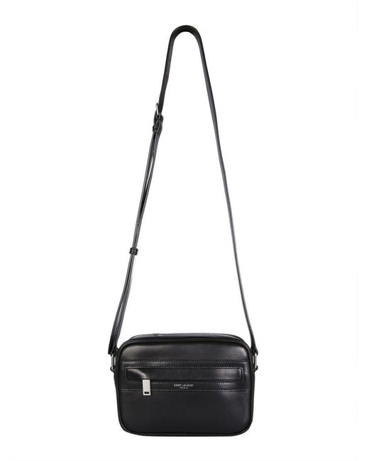 Saint Laurent Camp Grained-leather Cross-body Bag in Black for Men Mens Bags Messenger bags 