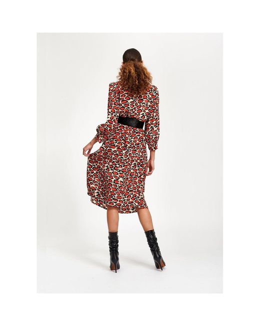 Essentiel Antwerp Silk Tapir Leopard Print Midi Dress in Animal Print (Red) - Save 39% - Lyst