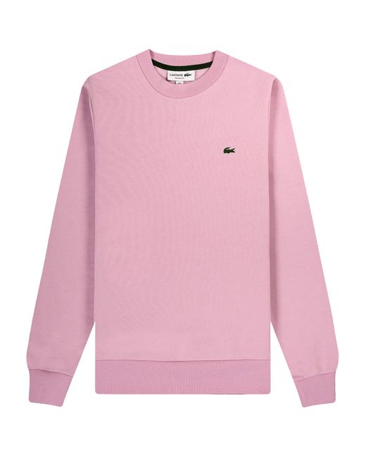 Lacoste Classic Logo Brushed Cotton Sweatshirt Pink for Men | Lyst
