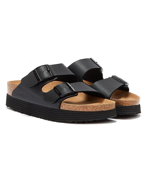 Birkenstock Synthetic Arizona Grooved Platform Vegan Sandals in Black | Lyst
