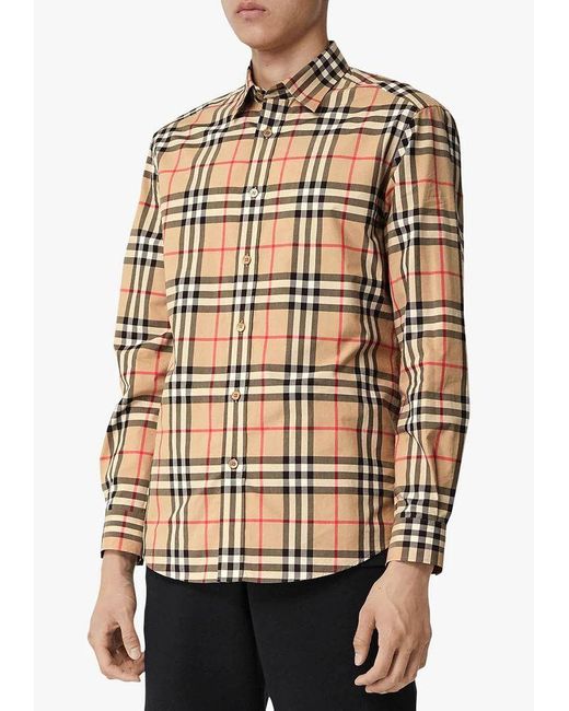 Burberry Cotton 8020863 Classic Check Shirt In Beige in Brown for Men ...