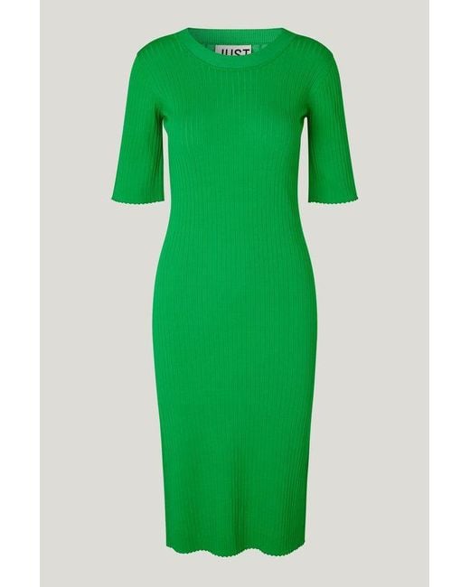 Just Female Green Fresh Ribbed Dress | Fern