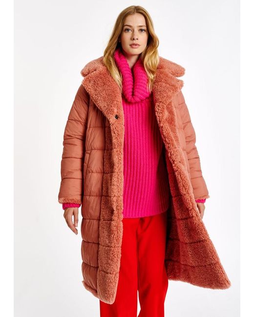 pink fluffy puffer coat