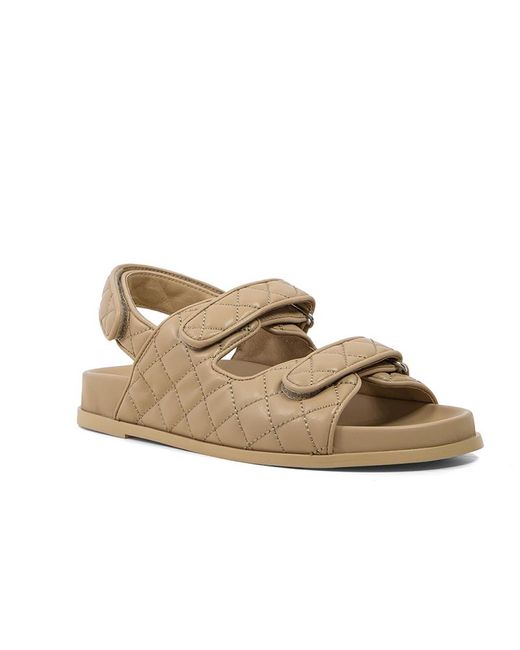 Bibi Lou Leather You Nude Quilted Slide Sandals in Natural | Lyst
