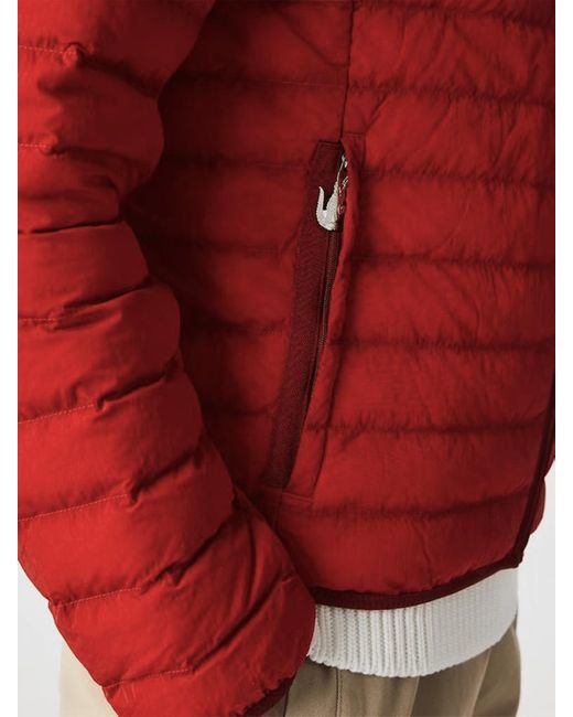Lacoste Synthetic Light Foldable Down Jacket And Hooded Waterproof in Red  for Men - Lyst