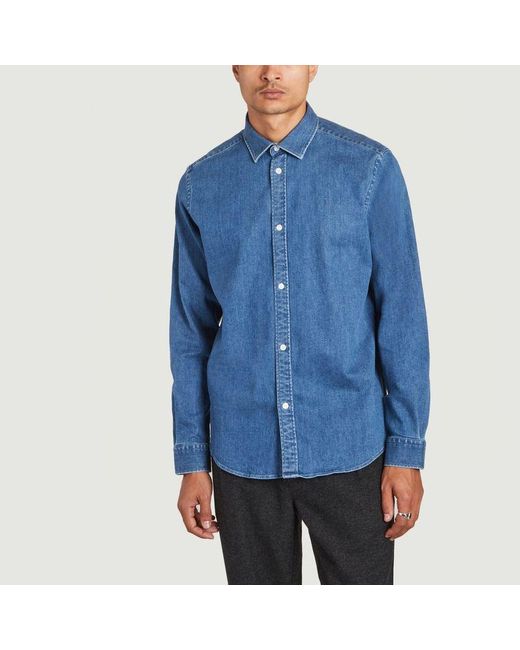Les Deux Cotton Bill Denim Shirt Light Denim in Blue for Men | Lyst