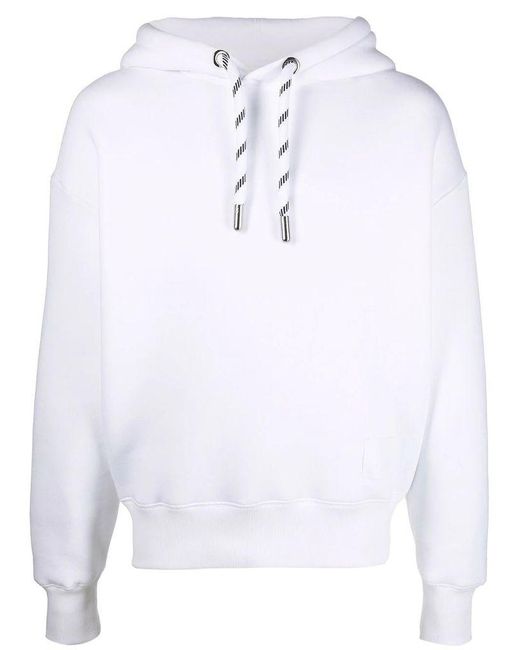 AMI Hoodie Label Friend Satin in White for Men | Lyst UK