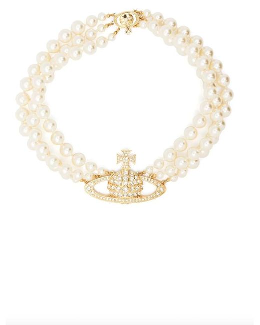Vivienne Westwood Three Row Pearl Choker Gold in White | Lyst Canada