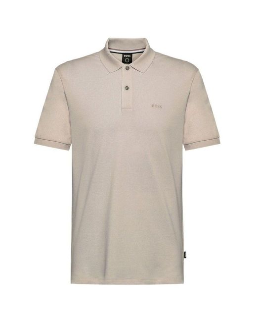 BOSS by HUGO BOSS Cotton Pallas Polo Shirt in Natural for Men | Lyst