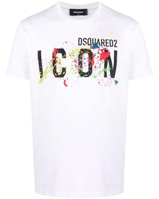 DSquared² Cotton White Cool-fit Paint-splattered Icon T-shirt for Men ...