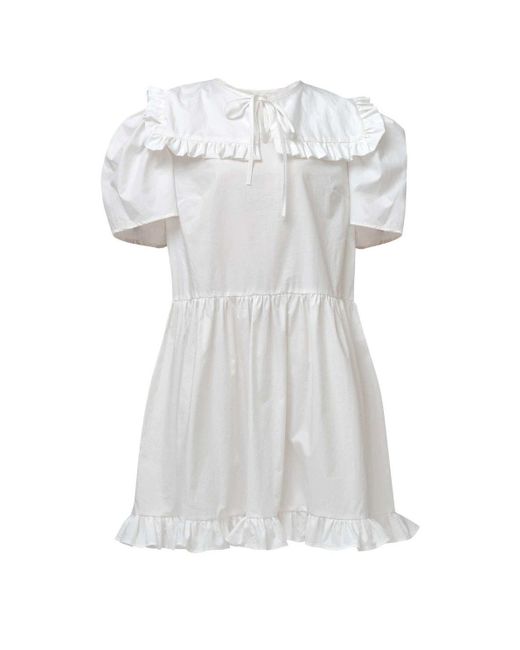 NAYA REA Cotton Oriel Dress With Detachable Collar in White | Lyst