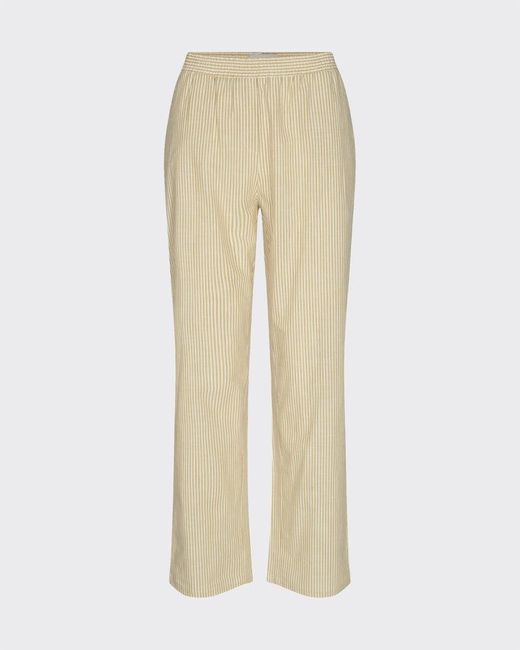 Minimum Cotton Katheline Trousers Pants Khaki White Stripe in Yellow | Lyst