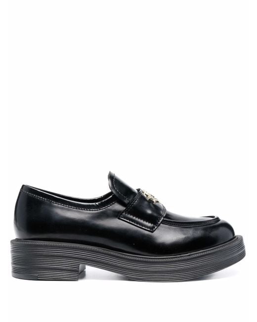 Love Moschino Polyurethane Loafers in Black Lyst