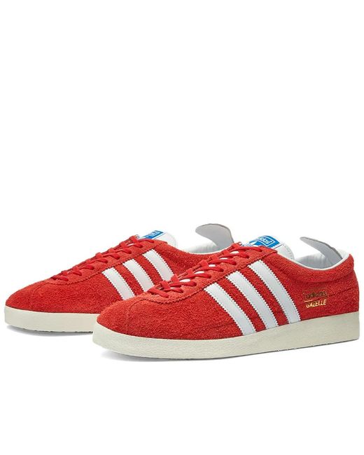 adidas Gazelle Vintage Shoes Scarlet Cloud White Gold Metallic in Scarlet,  White & Gold (Red) for Men - Save 66% | Lyst