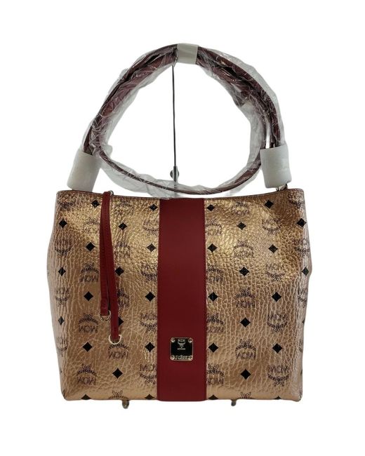 MCM Cotton Klara Champagne Visetos Medium Hobo Crossbody Bag