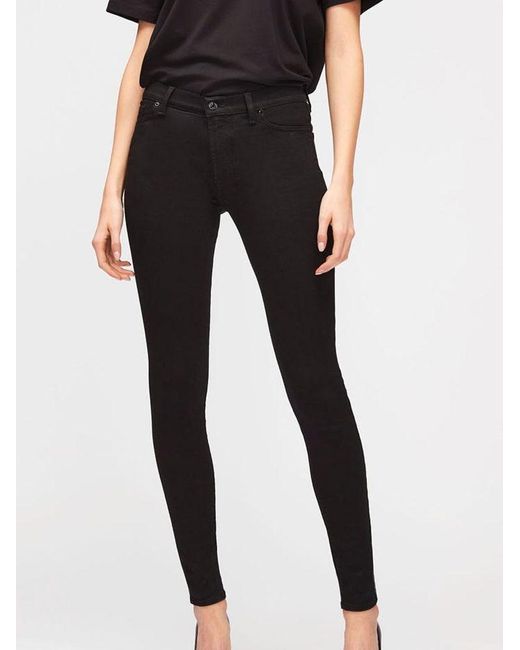 7 For All Mankind Denim High Waist Skinny Slim Illusion Luxe Rinsed in  Black - Lyst